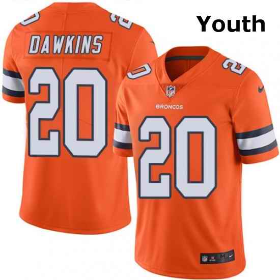 Youth Nike Denver Broncos 20 Brian Dawkins Elite Orange Rush Vapor Untouchable NFL Jersey